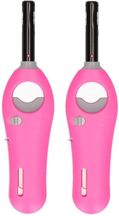 Gasaansteker - 2x - roze - 18,5 cm - aansteker met kinderslot