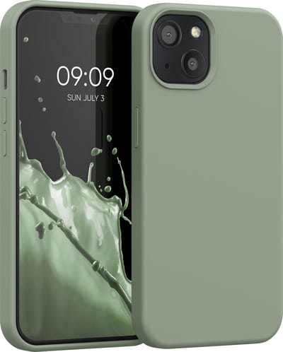 kwmobile telefoonhoesje geschikt voor Apple iPhone 13 - Hoesje met siliconen coating - Smartphone case in grijsgroen