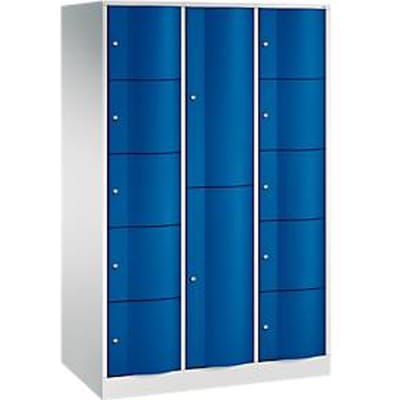 C+P combikast Resisto, 3 vakken, 12 vakken, B 1148 x D 640 x H 1950 mm, lichtgrijs/gentiaanblauw
