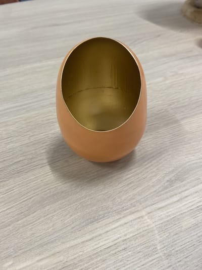 Theelichthouder egg oranje