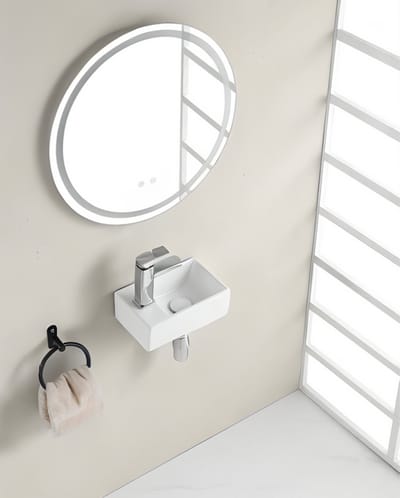 AquaVik Fontein Smäl Links XXS 30,5 x 18 x 11 cm Keramiek Snö Wit