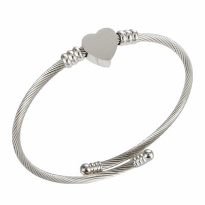 Fako Bijoux - Dames Armband Klein Hart - Compleet RVS - Verstelbaar - Armband Vrouw - Dames Armbandje - 3mm - Zilverkleurig