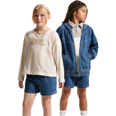 Nike NSW Korte Broeken Kinder - Blauw - Maat 137 - 147 CM - Katoen Keperbinding