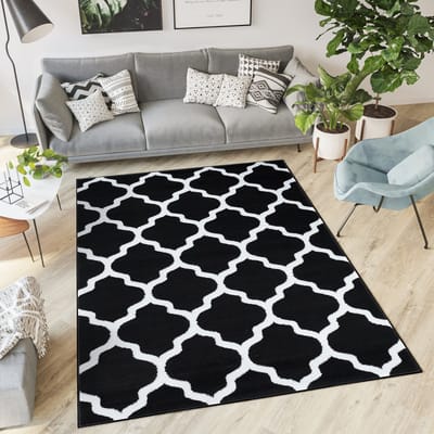 Tapiso Luxury Vloerkleed Zwart Wit Woonkamer Slaapkamer Tapijt Maat- 250x300