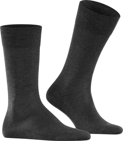 FALKE Sensitive Malaga drukvrije comfort tailleband katoen sokken heren grijs - maat 43-46