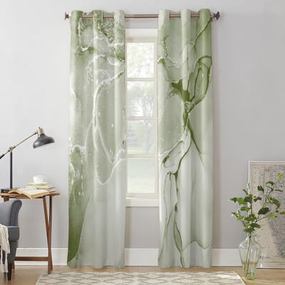 Saliegroene gemarmerde raamgordijnen voor woonkamer, huis, slaapkamer, keuken decoratie, kerstgordijn 135W x 60H(cm) x1 gray