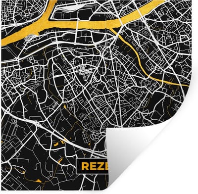 Muurstickers - Sticker Folie - Frankrijk – Plattegrond – Kaart – Rezé– Stadskaart - 100x100 cm - Plakfolie - Muurstickers Kinderkamer - Zelfklevend Behang XXL - Zelfklevend behangpapier - Stickerfolie