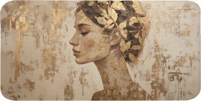 WC mat 120x60 cm - Antislip - Vrouw - Goud - Abstract - Textuur - Toiletmat - Vloermat - Douchemat - Toilet tapijt - Toiletmatten