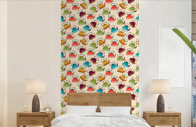 Behang - Fotobehang Design - Retro - Theepot - Kleuren - Breedte 120 cm x hoogte 240 cm