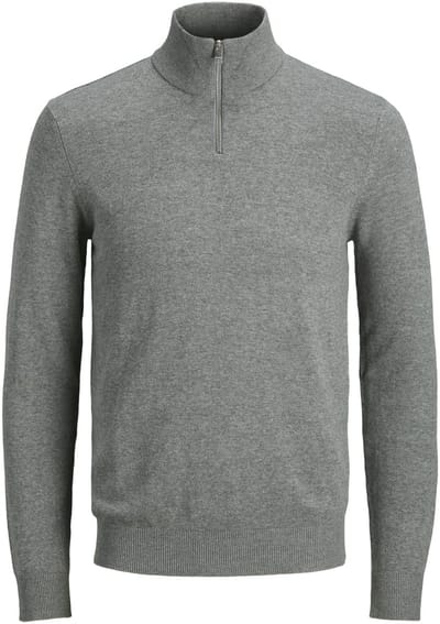 Jack & Jones - Heren Trui Emil Knit Half Zip - Grijs - Maat XL