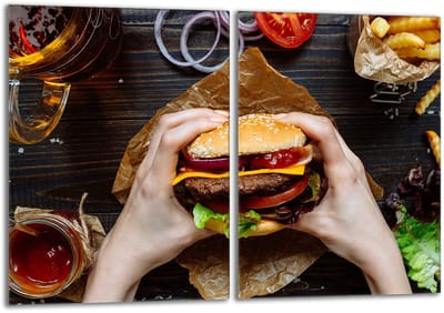 TMK ArtDeko - Glazen Beschermplaat - 2x40x52 - Hamburger - Veilig en Hygiënisch