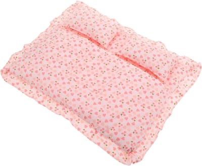 UKCOCO 1 set poppenbeddengoed: slaapzak voor poppen van 25 cm/9,8 inch, mini-dekentje met hartjesprint en kussenset voor babypoppen, poppenhuis speelgoed voor peutermeisjes