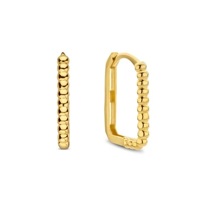 New Bling 9NBG-0751 Gouden oorbellen Rechthoekig - Oorringen - Bolletjes - 15x11mm - 2mm Breed - 15mm Lengte - 14 Karaat - Goud