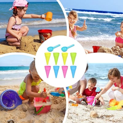 IJshoorntjes Speelgoed - Zandvormpjes Set - Kinderspel Buiten - Veilig Duurzaam Ontwerp - 10 Delig - Kleurrijk
