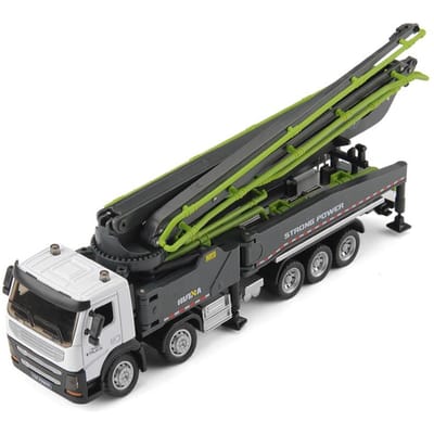 1:50 Diecast Cementpomp Vrachtwagen Model Metaal Beton Transportpomp Vrachtwagen Cement Transport Technisch Voertuig Auto Model Kindercadeau black