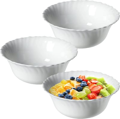 KADAX kom ∅ 17,5 cm, set van 3, kom van gehard glas, fruitkom, slakom, dessertkom, cornflakeskom, soepkom, snackkom, vaatwasmachinebestendig (wit)