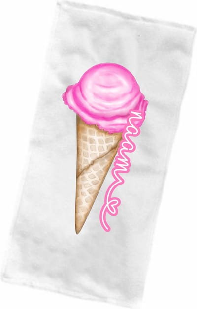 Strandlaken - Badlaken ijsje met naam - Zomer handdoek zwembad - Mijn Eigen Strandlaken - Badhanddoek met ijsje en naam kind