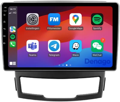 CarPlay autoradio geschikt voor SsangYong Korando | 2011 t/m 2014 | Android 13 | Draadloos Apple CarPlay & Android Auto | 2GB + 32GB | QuadCore processor | Denago DNG-A253 | 2025 model | 2011 2012 2013 2014 | Bluetooth & Wifi