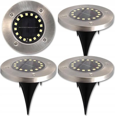 Solar 16 LED grondspot - 1,2 Watt - koud wit - schemersensor - set 4 stuks
