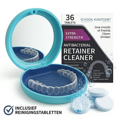 Invisalign Doosje + Reinigingstabletten – Aligner Case met Spiegel – Retainer Bakje & Beugel Reiniging Tabletten 36 stuks
