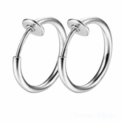 Klem Oorbellen-22 mm-Zilverkleur-Oorringen-Geen gaatje- geen gaatje- Charme Bijoux