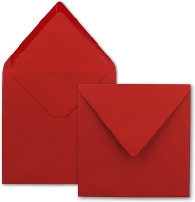 Vierkante Enveloppen Rood 15.5 x 15.5 cm Zonder Venster Met Natte Lijm
