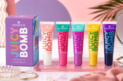 Essence Juicy Bomb Shiny Lip Gloss Set 02 – 5 Kleuren – 101 Lovely Litchi, 102 Witty Watermelon, 105 Bouncy Bubblegum, 106 Mellow Mango, 108 Very Blueberry – Elk 10 ml – Veganistisch