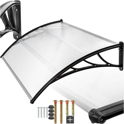 Deurluifel - Voordeur afdak - Bescherming tegen regen - Glaslook polycarbonaat - 120 cm breed - Transparant