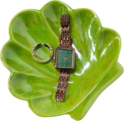Sieraden Schaal - Ringhouder Schaal - Sieraden Opbergen - Uniek Schelp Design - 13x13x1.8 cm - Groen