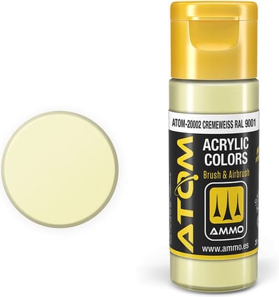 AMMO by Mig Jimenez Hobbyverf Acrylverf - MIG 20002 ATOM - Cremeweiss RAL9001 - Acryl - 20ml Verf flesje - 20 ml