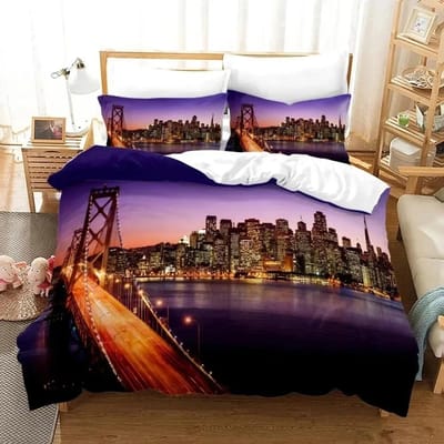 3D Print New York City Nachtzicht Beddengoed Set Dekbedovertrek Bedset Dekbedovertrek Kussensloop Dekbed King Queen Maat Jongens Volwassene 200x230cm 3pcs