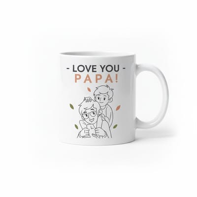 “Love You Papa!” Mok 330 ml – Schattige Vader-en-Kind Illustratie – Perfect Vaderdag & Verjaardag Cadeau voor Papa