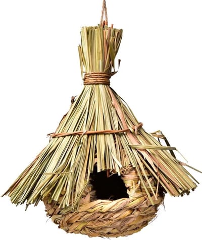 Vogelnest van stro hangend - ca. Ø23 x 31 cm