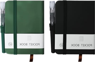 A7 Pocket Notebook Set met Pen, Kleine Notitieboekjes, Mini Notepad voor Thuis en Op Reis, 2 Stuks (Groen, Zwart)