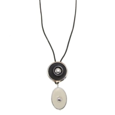 Behave - Ketting Imitatieleer - Met Cirkelvormige Hangers - 55 cm