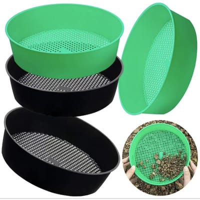 1 stuks groene plastic tuinzift, grond- en steenvergruizer, tuinbouw plantfilterzeef, essentieel voor thuis tuinieren zwart