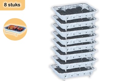 Wegwerpbarbecue 8 stuks – Instant BBQ met 600g Houtskool – Gebruiksklare Barbecue voor Camping, Park en Picknick