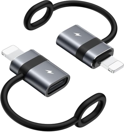 USB C naar Lightning Adapter 36W PD Snelladen, USB-C Female naar Lightning Male voor iPhone en iPad, Met Anti-verlies Lus en Geschikt voor AirPods