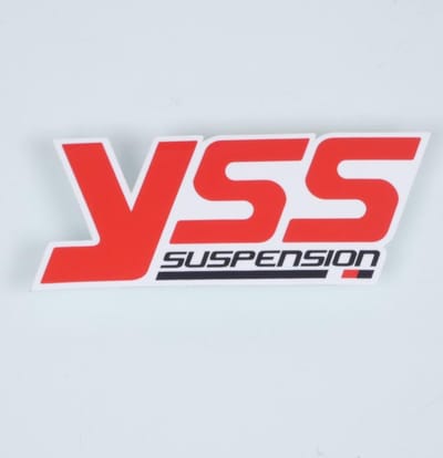 Autocollant stickers YSS Suspension rouge blanc noir pour moto 30x75mm à l'unité
