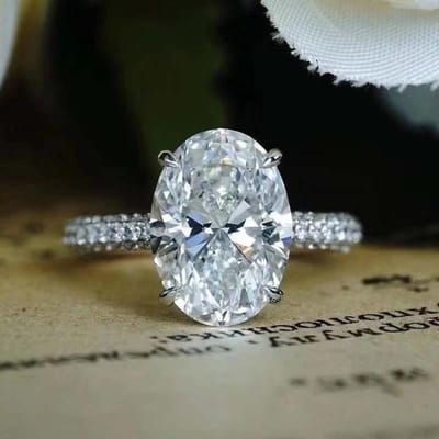 Nieuwe Sterling Ovale 4ct Lab Diamant Ring Verloving Trouwring Gig Stone Ringen voor Vrouwen Bruidssieraden Cadeau 6