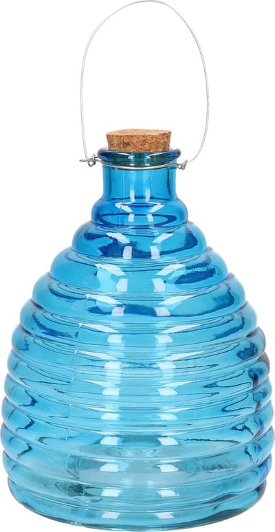 Svenska Living Wespenval - blauw - 21 cm - glas - wespenvanger - wespenglas - Insectenvangers/insectenvallen - wespen pot