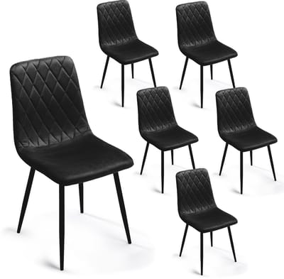 Lina® Elisia Eetkamerstoel - Stoel - Zwart - Set van 6 - Velvet