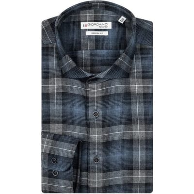 Giordano Overhemd Row Cutaway Bold Multi Check Dark Navy / male