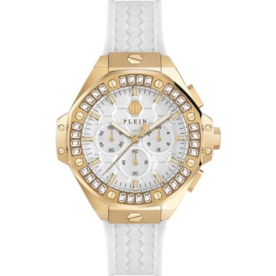 Philipp Plein Plein Chrono Royal PWPSA0624 Horloge - Siliconen - Wit - Ø 42 mm