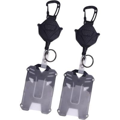 2 Stuks Intrekbare Badgehouder met Badgehaspel Anti-Verloren Multifunctionele ID-kaarthouder voor Reizen black