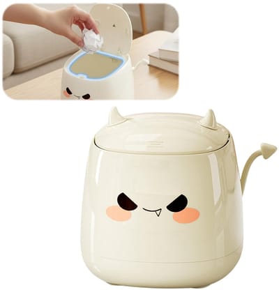Compacte Tafelfilterbak met Deksel, Draagbare Mini Prullenbak voor Bureau, Makeup, Keuken en Werkplek