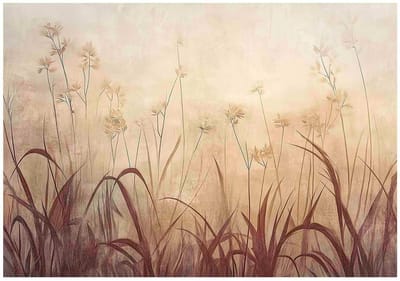 WALLARENA - Fotobehang - 150x105 cm - Boho gras natuur sepia voor slaapkamer en woonkamer