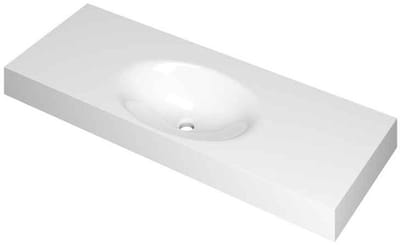 INK Smooth Wastafel Polystone Midden Zonder Kraangat - 1200x450x90 mm - Glans Wit