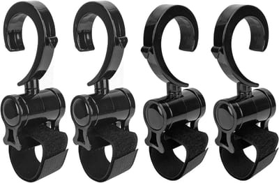 Kinderwagen Haken - Winkelhaken - Onderweg Boodschappen - 360 Graden Rotatie - 4 Stuks - Zwart