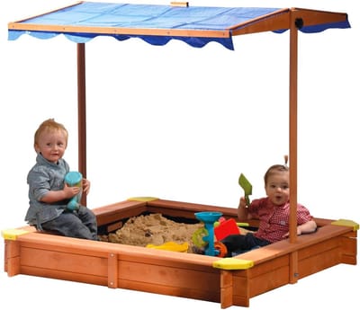 Zandbak Schelp - Zandbak - Hout - Verstelbaar en Draaibaar Dak - UV-bescherming - Voor Kinderen